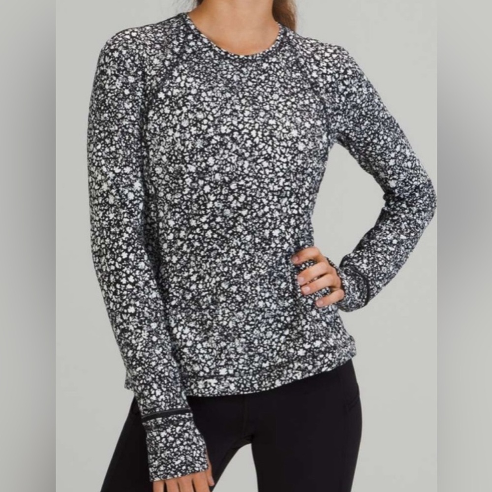 Lululemon Rulu Run Long Sleeve Shirt Venture Floral Alpine White Black